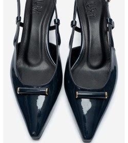 Resim Luvishoes Rhea Lacivert Rugan Tokalı Mini Dolgu Kadın Topuklu Ayakkabı 