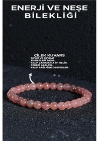 Resim Aşk Ve Güç Bilekliği - Çilek Kuvars - Ruhsal Huzur Ve Sevgi Kombin Bilekliği Pembe 
