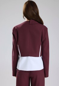 Resim tw3 Kadın Broş Detaylı Kruvaze Pis Dikim Tasarım Blazer Ceket 