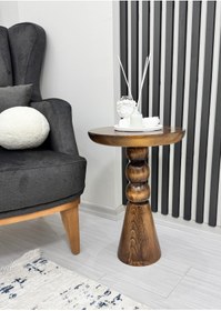 Resim AYLESA Ahşap Tekli Mantar Yan Sehpa Modern Açık Ceviz Fiskos Çiçeklik 