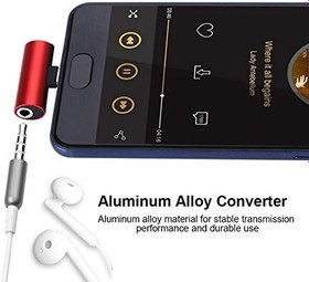 Resim Çift Tip C Dönüştürücü, Alüminyum Alaşım Dayanıklı Tip C Dönüştürücü Type-C Dönüştürücü, Şarj Dinleme için Zarif (Kırmızı) 