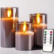 Resim Kumandası ile Alevsiz LED Mum Seti 3 Adet, titreşimli Hareket, Ayarlanabilir Parlaklık, Yüksek Şeffaflık Plastik, Enerji Verimli Gece Mumlari, Kutlama, Düğün, Mevsimlik Dekor, İç Mekan & Dış Mekan Kullanımı için İdeal - Gri 