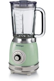 Resim SEWRS 467FHM5GGF4 Vintage Cam Blender Yeşil 0583/04-1,5 Litre Kapasiteli Cam Sürahi, 4 Hız Kademesi, Pu 