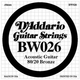 Resim D'addario Bw026 Akustik Tek Tel.80/20 Bronze Wound. 026 . Sol 