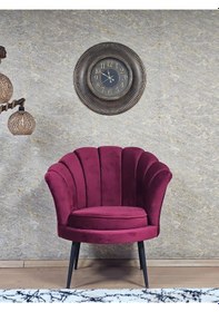 Resim Zafir Tekli İstiridye Siyah Boyalı Sivriltme Ayak Çay Seti Koltuk Tekli Berjer , Balkon, Salon, Ofis Bordo 