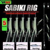 Resim Glow-in-the-Dark Sabiki Rig Balıkçılık Yemi 5 saç tokası ile - Taze ve Tuzlu Suyun İçin El Yapımı Poliamid Yem, Kırmızı Balık, Bass, Mackerel ve Daha Fazlası İçin İdeal - Şükran Günü, Babalar Günü ve Anneler Günü Hediyeleri İçin Mükemmel, Çok Yönlü Balıkçılık Yemleri | Luminous Sabiki Rig | Dayanıklı Balıkçılık Aksesuarı, Balıkçılık Malzemesi Bo 
