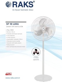 Resim Sf 18 Luka 4 Salınım 90W Vantilatör Raks