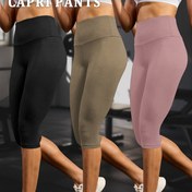 Resim 3 adet Kadın Yüksek Bel Capri Tayt - Süper Yumuşak, Karın Kontrolü, Yoga ve Koşu için Görünmez, Dar Kesim, Nefes Alabilen Egzersiz Pantolonu, Capris 