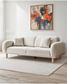 Resim Lara Sırt Mekanizmalı Üç Adet Üçlü Kanepe & Yataklı 3'lü Koltuk 3+3+3 - Krem Krem 