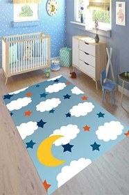 Resim Cotton Şönil Kaymaz Tabanlı Yıkanabilir Antibakteriyel Dijital Baskı Çocuk Halısı, 80 x 150 CK-10052A-CTN 