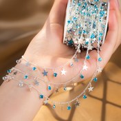 Resim 1 Metre Mavi Cam Boncuk Yıldız Glitter Kolye ve Bakır Zincir ile DIY Kostüm Takı Aksesuarları 