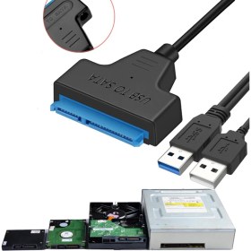 Resim Aogo USB 3.0 Sata 2.5/3.5 Inç SSD HDD Adaptör Destekli Sata USB Çevirici Kablo 22 Pin Sata 