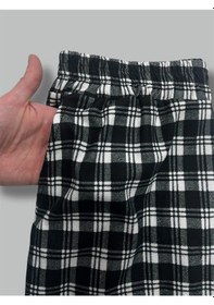 Resim Erdenay Tekstil Cepli Ipeksi Dokulu Süet Pijama Alt Unisex Siyah Beyaz 