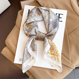 Resim Zarif Kadın Kare Eşarp - Sıcak ve Şık Bohem Çiçek Baskılı, Hafif Polyester, Sonbahar/Kış Kıyafetleri için Mükemmel, Günlük Hafta Sonu Aksesuarı, Sofistike Hediye Fikri 
