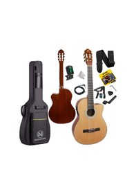 Resim Maxword X47 Profesyonel Masif Ağaç Ekolayzerli Elektro Klasik Gitar Seti 4/4 Üst Segment 
