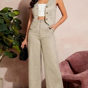 Resim Kadınlar için Profesyonel Ofis Düz Bacak Günlük Pantolon - İlkbahar/Sonbahar için Cepli, İş ve Günlük Kıyafetler için Çok Yönlü, Esnemez Kumaşlı Tek Renk Makinede Yıkanabilir Pantolon 