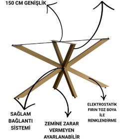 Resim TOLIAHOME Ahtapot Gold Renk Metal Masa Yemek Masası Toplantı Masası Ayağı 150x78x71 Cm 