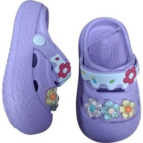 Resim Calx Kız Çocuk Çiçek Figürlü Kaydırmaz Taban Terlik Sandalet Bnt8160 Mor 