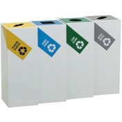 Resim 4'lü Metal Sıfır Atık Kutusu Geri Dönüşüm Çöp Kovası N11.126 