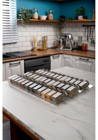 Resim 36'lı Şeffaf Pleksi Standlı Cam Baharatlık Seti Kapaklı Beyaz Etiketli Baharatlık Mh02slvr36 Beyaz - Şeffaf 