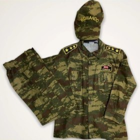 Resim Çocuk Asker Takımı Üniforma Kamuflaj Rengi 