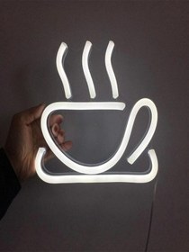 Resim Kahve Fincanı Pleksi Neon Tabela Beyaz 