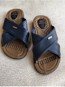 Resim Gezer 12598 Lacivert Erkek Rahat Yumuşak Ortopedik Taban Deri Model Ev Terliği 