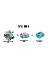 Resim Total Set-3 Li-Ion Akülü Daire Testere TSLI1851 + Li-Ion Batarya 20V 4.0AH TFBLI2002 + Hızlı Şarj Aleti 20V 4.0AH TFCLI20411E 
