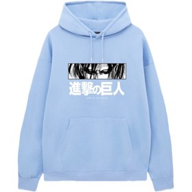 Resim VENHENA Attack On Titan Eren Yeager Bebe Mavi Kapüşonlu Sweatshirt - Hoodie 