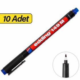 Resim Edding 149M Asetat Kalemi Silgili M Uç 10 Adet - Mavi (Kutu) 