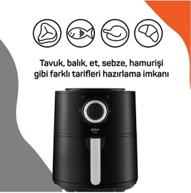 Resim Arzum AR2062-G 4 Litre Sıcak Hava Fritözü - Siyah Gümüş 