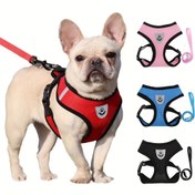 Resim 1 adet Yansıtıcı Ekose Köpek Tasması, Ayarlanabilir Kayışlar ve Tasma Bağlantısı ile Nefes Alabilir Fileli Evcil Hayvan Yeleği, Makinede Yıkanabilir Polyester Lif, Pil Gerektirmez, Küçük Köpekler İçin Tasma 