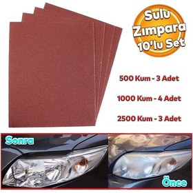 Resim Araç Otomotiv Far Temizle Parlatma İnce Kalın Kum Su Zımpara Kağıt Set 500-1000-2500 Kum 10 Adet 