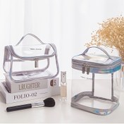 Resim 1 adet Moda Şeffaf Su Geçirmez Kozmetik Yıkama Çantası Katlanabilir Büyük Kapasiteli Seyahat ve Ev Kullanımı için PVC Nem ve Kir Geçirmez Kozmetik Taşınabilir Depolama Çantası 
