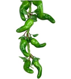 Resim Yapay Yeşil Biber Salkımı Süs Sahte Biber Yapay Meyve Sebze 