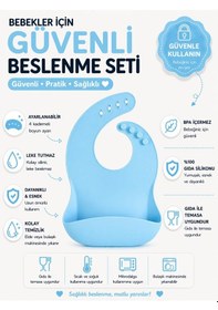 Resim Jojobebek Çocuk Silikon Mama Önlüğü (MAVİ RENK) 