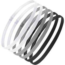 Resim 6 adet Kaymaz Elastik Spor Başlıkları, Polyester ve Spandeks Karışımı, Teri Emici Saç Bantları, Fitness ve Yoga için, Beyaz, Siyah, Gri ve Kahverengi Renkleri İçeren, Kadın Spor Başlıkları için 