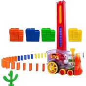 Resim Domino Taşı Dizen Pilli Tren - Renkli Domino Taşları Dizen Tren 