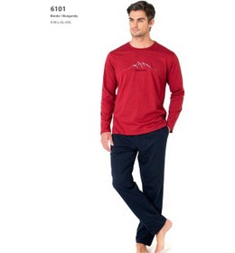Resim Pierre Cardin 6101 Erkek Uzun Kollu Bisiklet Yaka Pijama Takımı-bordo-bordo-m Çok Renkli 