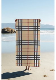 Resim Dijital Baskı Plaj Deniz Havlusu Ekose Desenli Peştamal Hvl0207 Renkli 