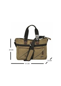 Resim Ççs London 31490 Kanvas Omuz Askılı Evrak Çantası Kahve Çok Renkli 