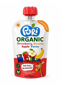 Resim Organic %100 Organik Meyve Püresi Çilek Muz Elma 100 G İlave Şekersiz 