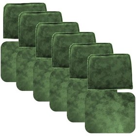 Resim Knsz minder seti 6 lı mazlum haki siyah kumaş oturma ve sırt tel sandalyesi minderi bir arada 