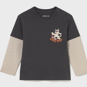 Resim Mayoral Erkek Bebek Duble Kol Sweatshirt Gri 