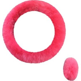 Resim Pembe Peluş Sıcak Direksiyon Kapağı Yün El Freni Otomobil Yün Direksiyon Kapağı B 