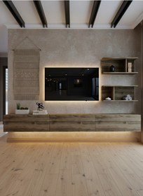 Resim Resital Ledli Duvara Monte Tv Sehpası - Ceviz - W6012-2 Ceviz 