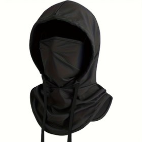 Resim Erkekler için tam baş maskesi - Bisiklet, balık avlama, açık hava sporları için rüzgar geçirmez ve toz geçirmez Balaclava yüz maskesi - Yazlık siyah nefes alabilir tasarım, ayarlanabilir kapüşon, bisiklet ekipmanı, şık dokusu 