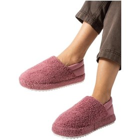 Resim Kadın Lastikli Kaymaz Taban Peluş Havlu Kumaş Ev Ayakkabısı Panduf Pembe-pembe Pembe 