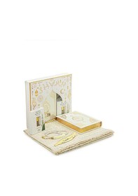 Resim Almanca Mealli Medine Hatlı Kuranı Kerim Ve Seccade Seti Beyaz 