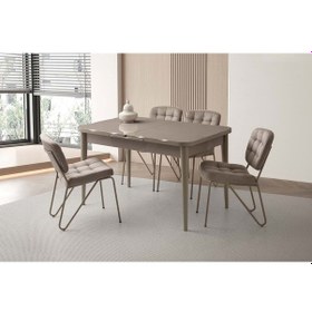 Resim Mobilgen Cappicino Banky Sandalye 130+37 Kelebek Kütük Masa Takımı Cappucino 